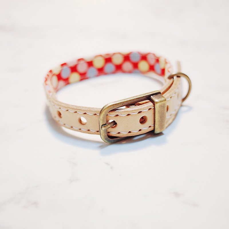 Dog & Cats collars, S size, Pink and cute dots Japan fabric - Collars & Leashes - Cotton & Hemp 