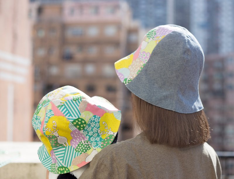 Parent-child Fairy Dream w Denim blue & Lined Blue & White Stripes Tulip Hat - Hats & Caps - Cotton & Hemp Multicolor