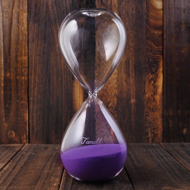 30分鐘【時光沙漏】桔梗紫色時光禮物 客製化雕刻 - 擺飾/家飾品 - 玻璃 紫色