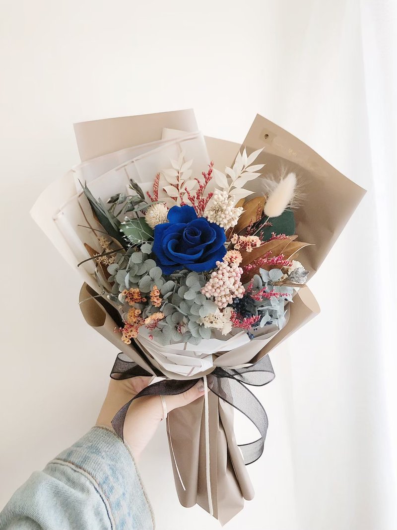 永生花 永生玫瑰花 乾燥花 情人節花束 拍照花束 畢業花束 紀念日 - 乾燥花/永生花 - 植物．花 藍色