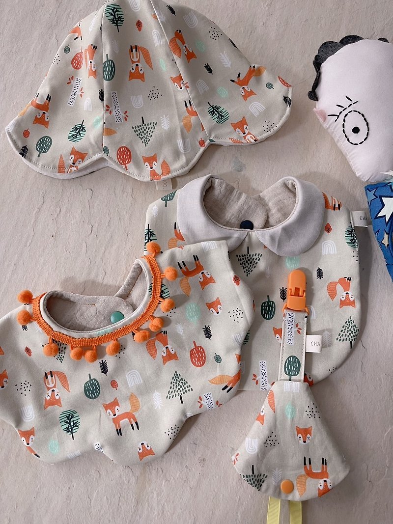 Fox Running and Jumping Full Moon Gift Box Handmade 4-piece Set - Baby Gift Sets - Cotton & Hemp Multicolor