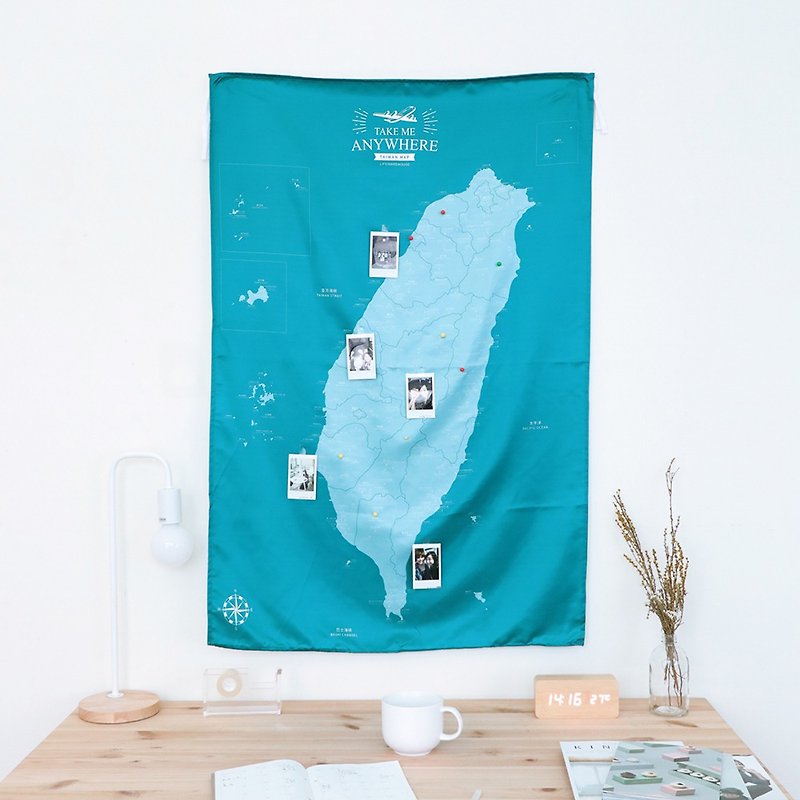 生活訂製・台灣地圖掛毯 - 掛牆畫/海報 - 聚酯纖維 藍色