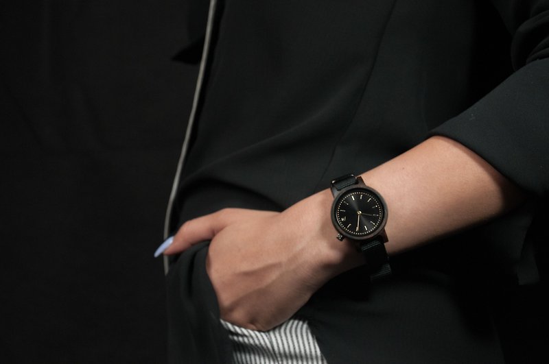 PRIME 1.0.0 Dark Hardwood Wooden Watch - Muted Black 34mm - นาฬิกาผู้หญิง - ไม้ 