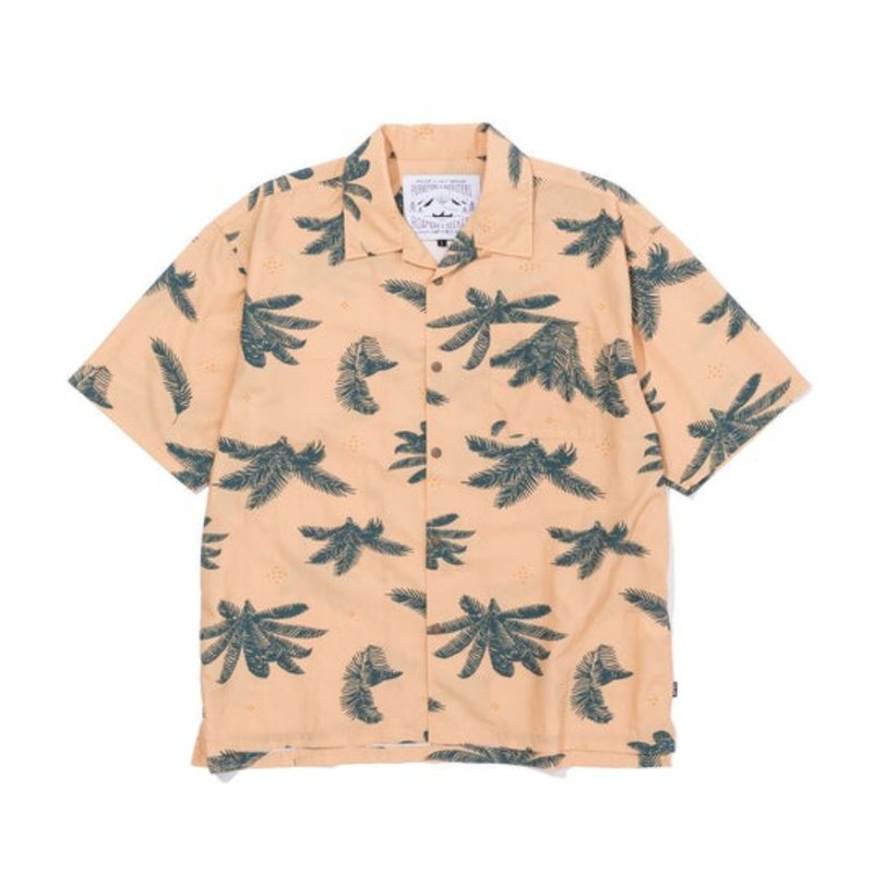 日本限定 POLER SHIRRING NYLON SHIRT 休閒印花襯衫 / 米褐印花 - 男襯衫/休閒襯衫 - 尼龍 卡其色