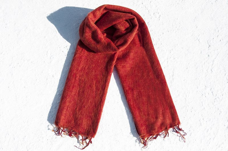 シンプルでスタイリッシュなオレンジ色のマカロン - 母の日のギフトのためのバレンタインデーの贈り物は、緊急の国家の風ウールのショール/自由奔放に生きるウールニットスカーフ/手織りのウールのスカーフ/ショールニットウール/ウール毛布を制限します - スカーフ - ウール オレンジ