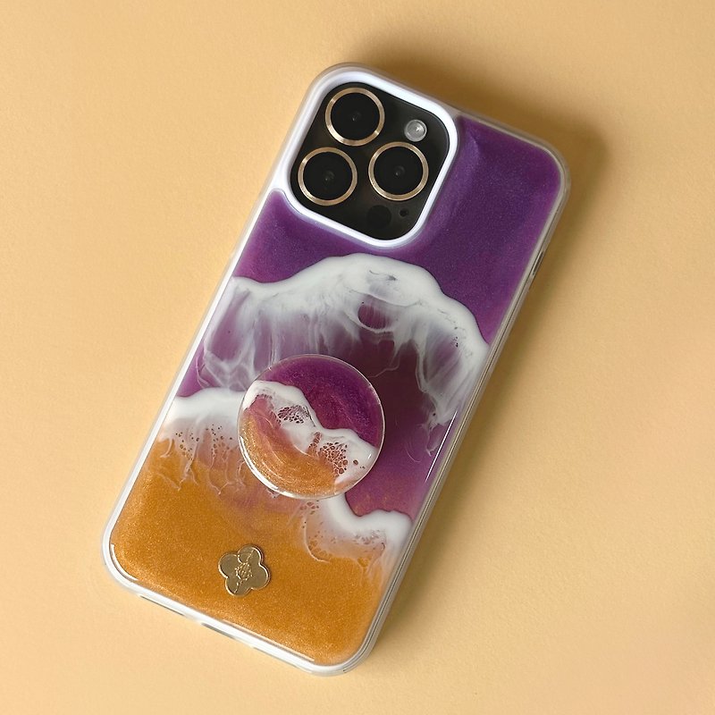 樹脂 手機殼/手機套 紫色 - iPhone Case UNDA Dusk Ocean Waves Handmade Resin Phone Case