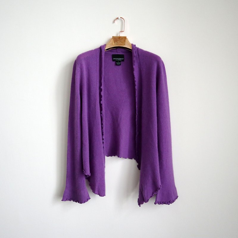 Pumpkin Vintage. Ancient Purple Cashmere Cashmere Cardigan - สเวตเตอร์ผู้หญิง - ขนแกะ สีม่วง