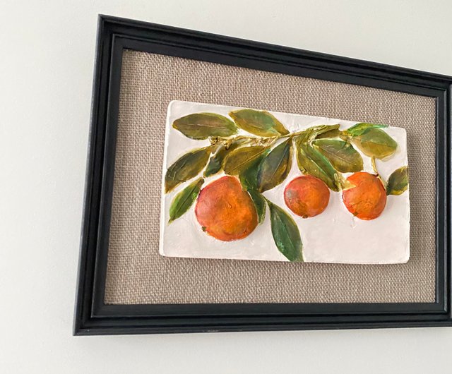 【原画　秋みかん】手描き　果物アート　顔彩絵の具使用　A4１点もの　額付き 原画 秋みかん】手描き 果物アート 顔彩絵の具使用 A41点もの 額付き