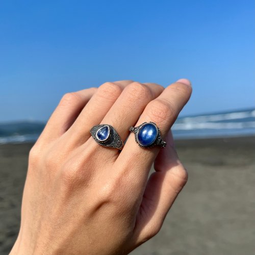 喜迎瑤 喜迎瑤 925銀 藍晶 藍晶石 天然石 活口 戒指 民族風 嬉皮 男女
