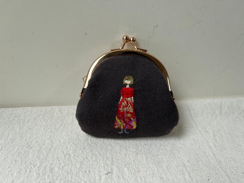 fingirl1000-NO.1025 一股刺繡握握口金包 1000枚女子展 - 零錢包/小錢包 - 棉．麻 