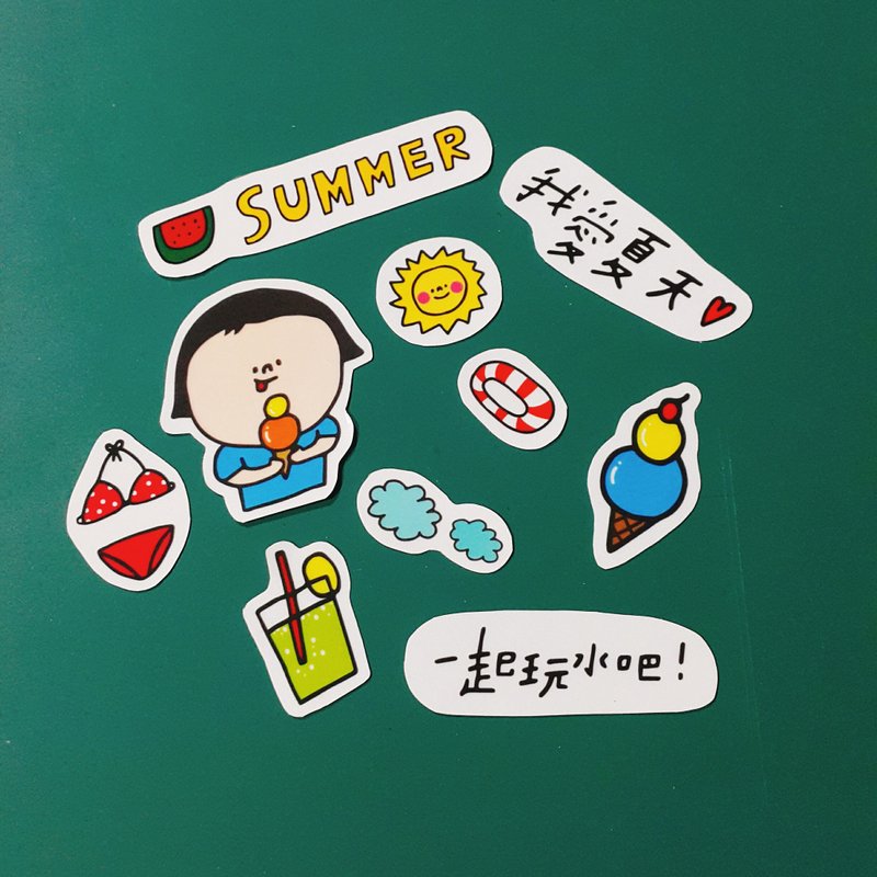 夏日好時光/貼紙包 - 貼紙 - 紙 黃色
