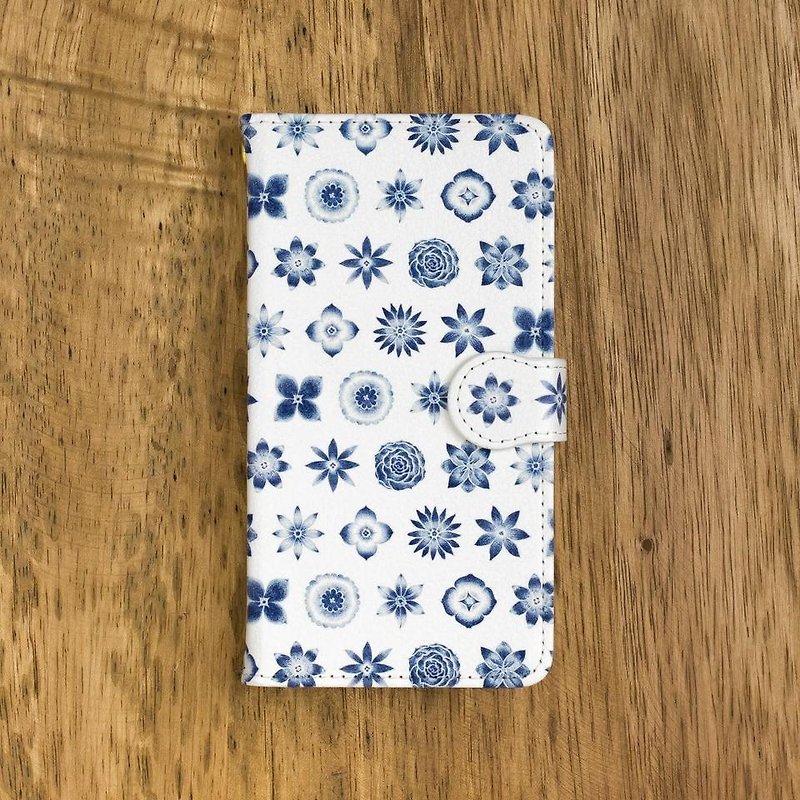 紺色ひとつ。手帳型スマホケース "紺色の花柄" TSC-190 - 手機殼/手機套 - 塑膠 藍色