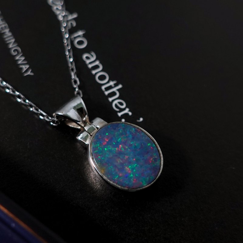 Galaxy Yicai natural Australian opal gravel back protein smart color changing sterling silver necklace gift choice - Necklaces - Sterling Silver Multicolor