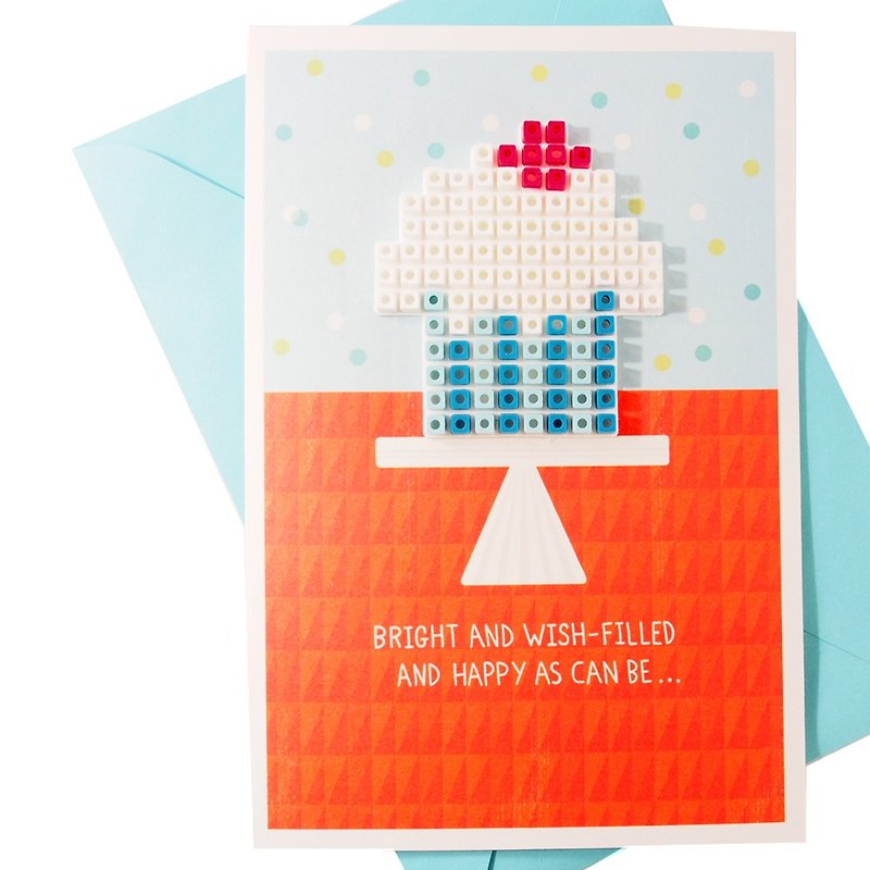 Miniature Building Blocks/Lego Cake [Hallmark-Signature Classic Handmade Card Birthday Wishes] - Cards & Postcards - Paper Blue