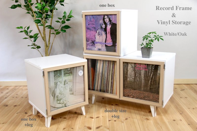 Art Vinyl Record Storage WhOk**Lp Frame Display One Box Cabinet Cube Crate 33rpm - ตู้เสื้อผ้า - ไม้ ขาว