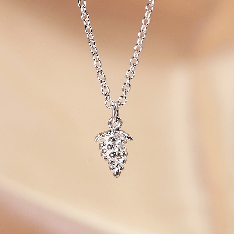 Fast Shipping Mother's Day Gift Fruit Phlox Grape Fruit Sterling Silver Necklace - สร้อยคอ - เงินแท้ สีเงิน
