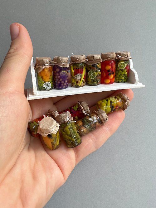 DOLLFOODS Miniature jars 15 pc for dollhouse