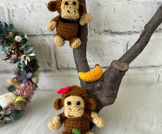 手作りのかわいいお猿さんのキーホルダー・バッグチャーム - ショップ