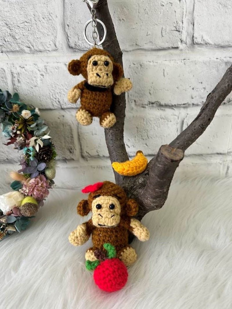 Handmade cute little monkey keychain/bag charm - Keychains - Other Materials 