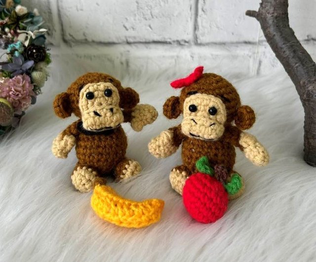 手作りのかわいい猿のキーホルダー/バッグチャーム - ショップ