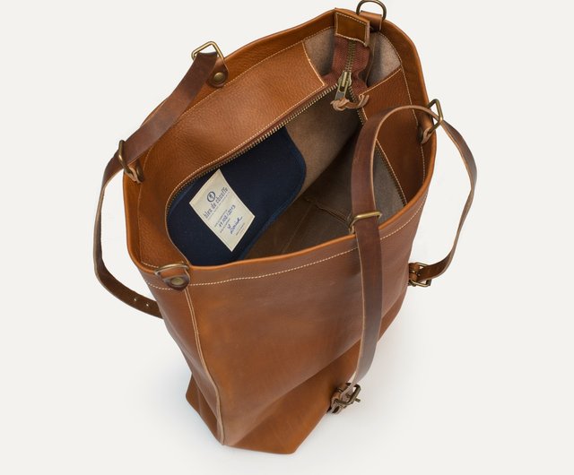 Bleu de Chauffe-Nobu leather tote bag_Havane / classic camel
