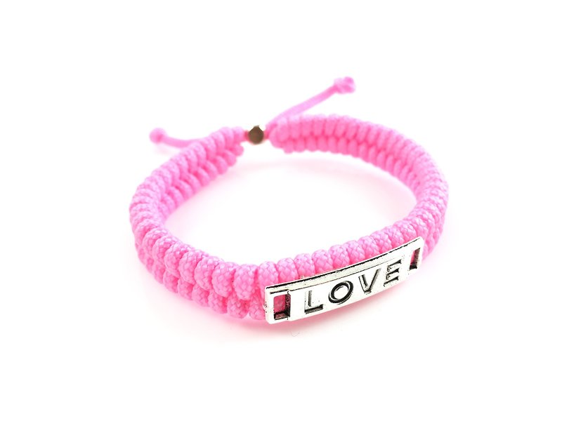 Valentine's flagship product - LOVE [Love] hand rope pink section - สร้อยข้อมือ - ผ้าฝ้าย/ผ้าลินิน สึชมพู