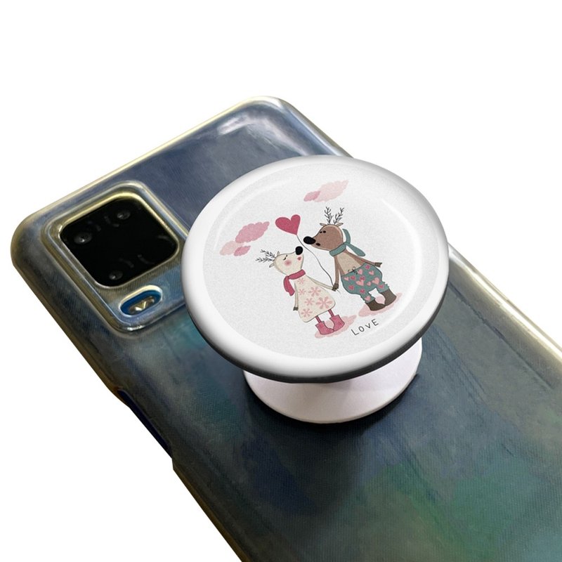 Wedding Day Round Phone Socket White Couple Reindeer Customization Gift - Phone Stands & Dust Plugs - Plastic White