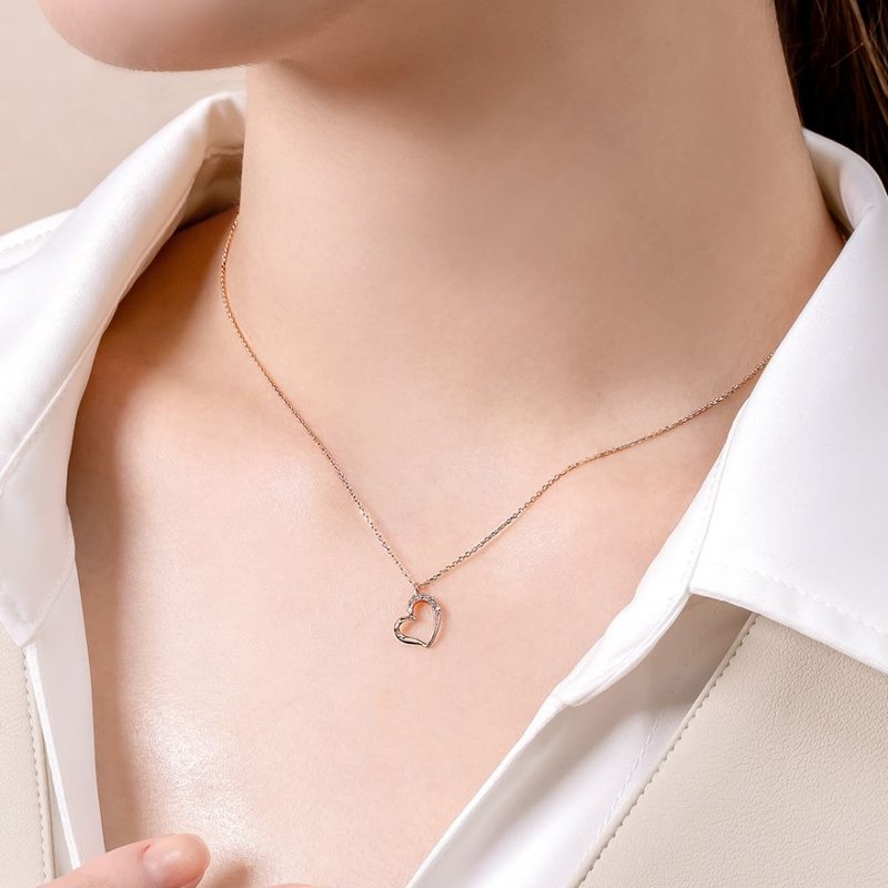 Jing Hua Diamond Diamond Necklace 10K Rose Gold Natural Diamond 0.05 Carat Fine Jewelry Confidence - Necklaces - Diamond 