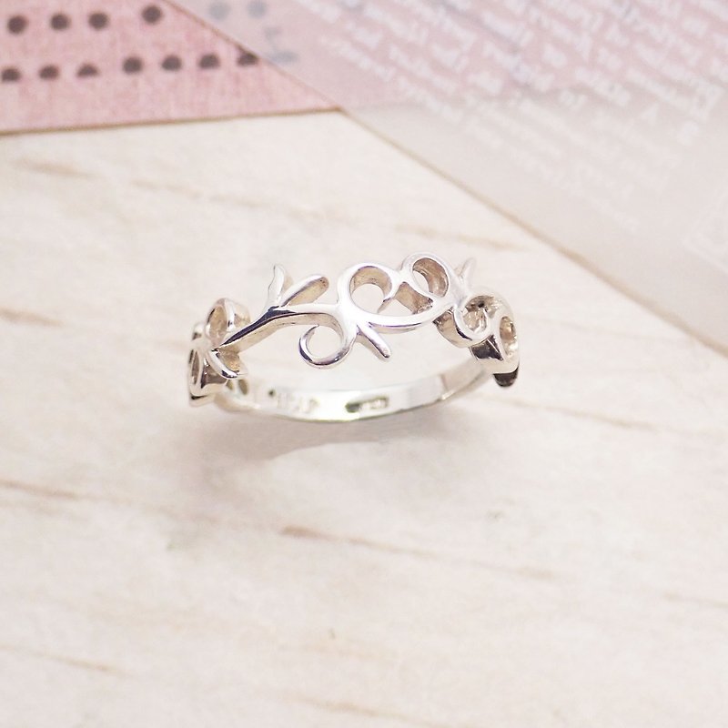 【比法一生】純銀戒指—花漾 純銀925手作飾品 - 戒指 - 銀 銀色