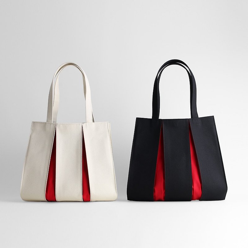 KOSHO ougi Canvas Tote Bag MH Made in Japan lightweight with snap fastener - กระเป๋าถือ - ผ้าฝ้าย/ผ้าลินิน ขาว