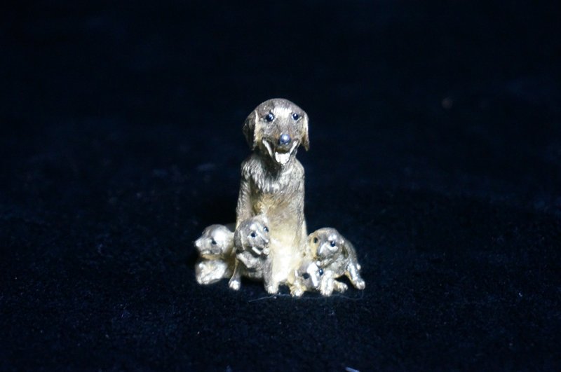 手工黃銅金毛犬小狗擺件迷你雕塑 - 擺飾/家飾品 - 銅/黃銅 