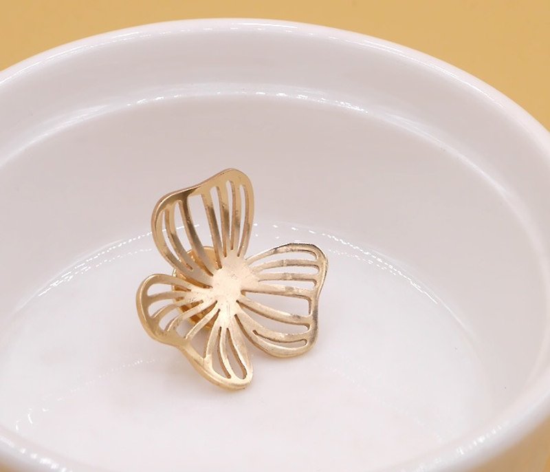 Handmade Flower Pins - Pink gold plated on brass - Brooches - Other Metals Pink