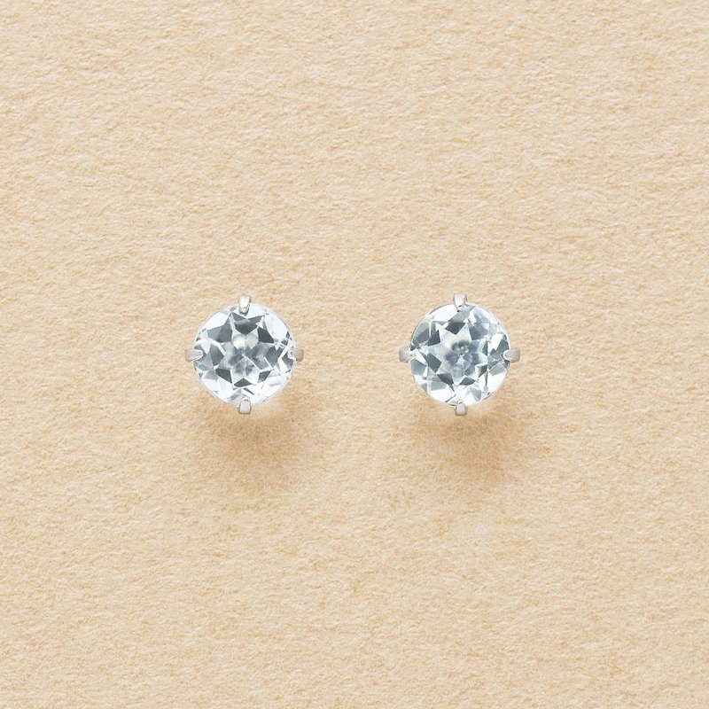 【Second Earrings】 鉑金海藍寶石耳環 - 耳環/耳夾/耳骨夾 - 貴金屬 