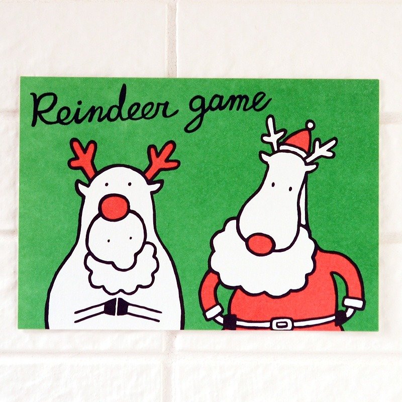 Christmas Card - Santa Claus and Elk Postcard No. 14 - Cards & Postcards - Paper 