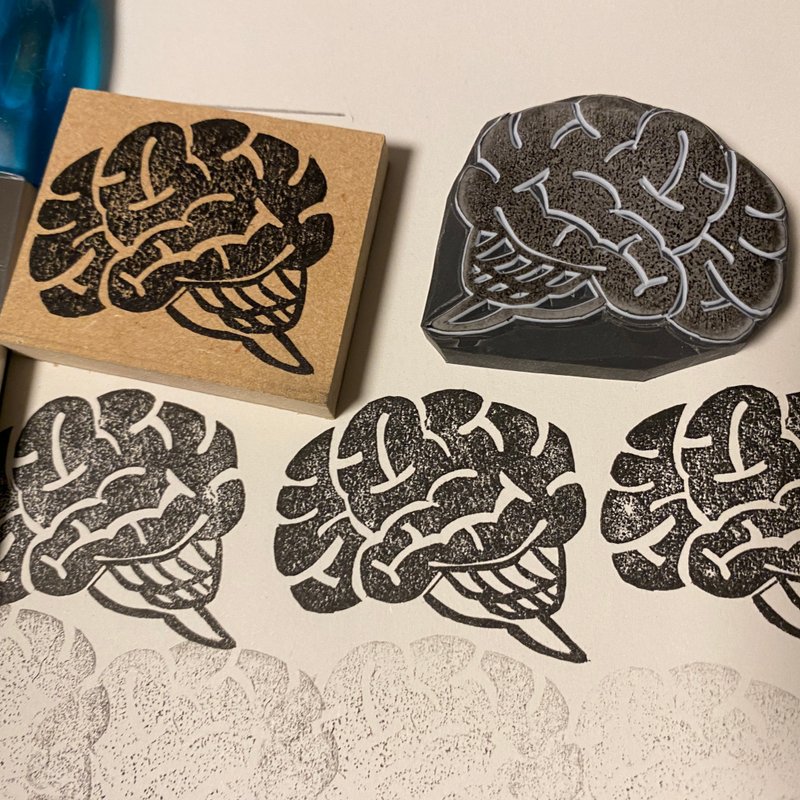 Brain stamp with handle - Stamps & Stamp Pads - Rubber Gray