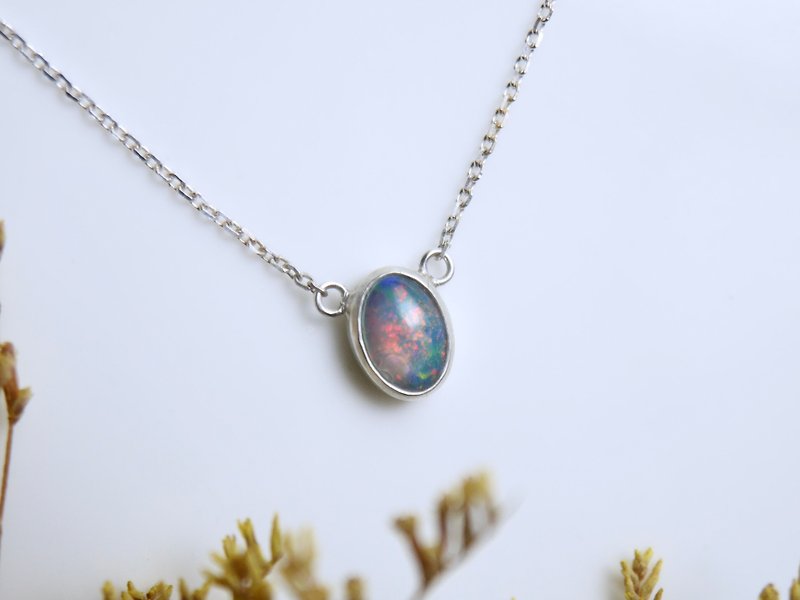 Australian Opal 925 Silver Necklace - Starlight - Necklaces - Gemstone Multicolor