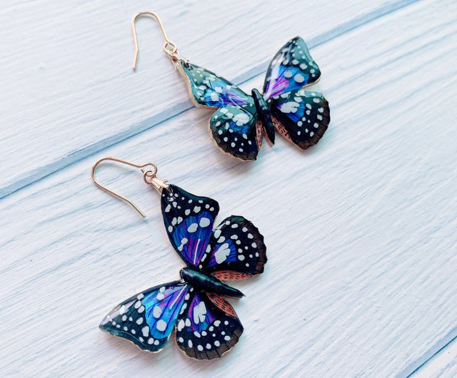 オオムラサキ蝶イヤリング フランス発☆レネレイド☆ エレガント