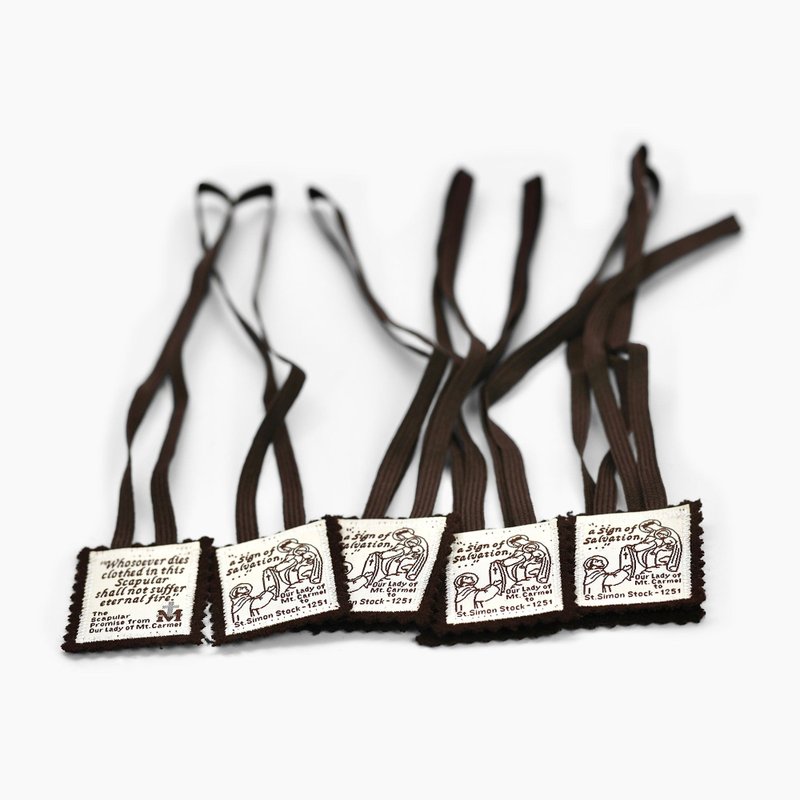 Brown Scapular of Our Lady of Mount Carmel(2 layers 100% Brown Wool,Made in USA) - อื่นๆ - ผ้าฝ้าย/ผ้าลินิน สีนำ้ตาล