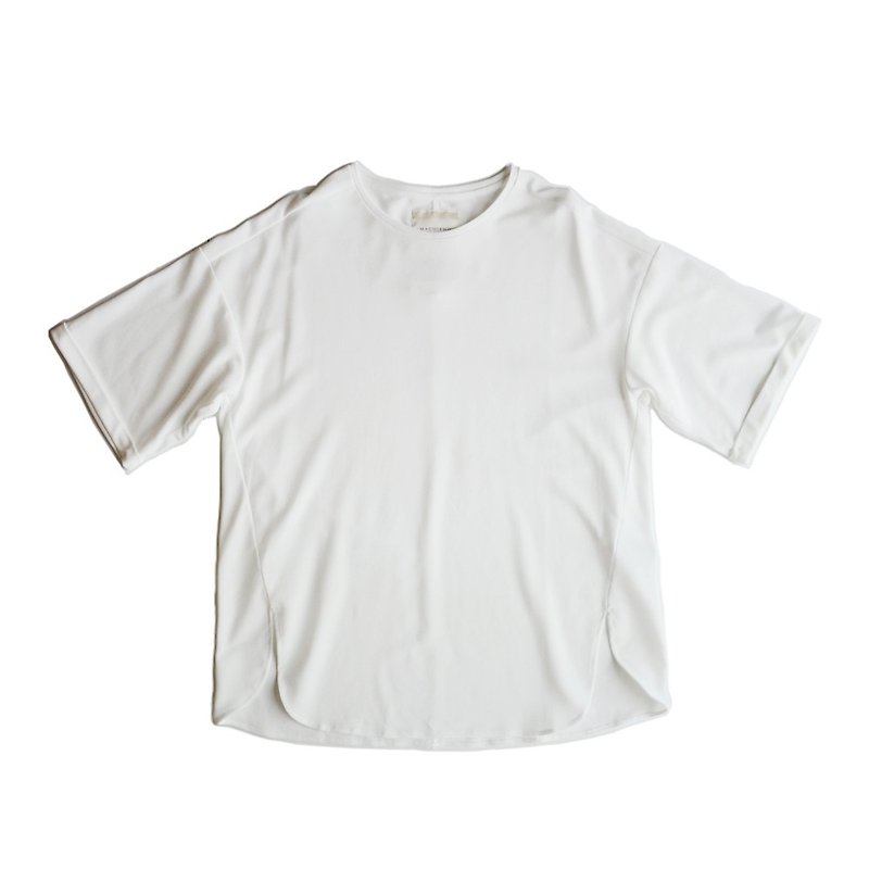 日本紙纖維 捲袖 T恤 - 男 T 恤 - 紙 白色