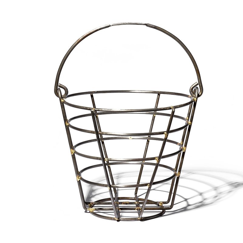 WIRE BUCKET Medium Steel Basket Round Basket - Shelves & Baskets - Other Metals Silver