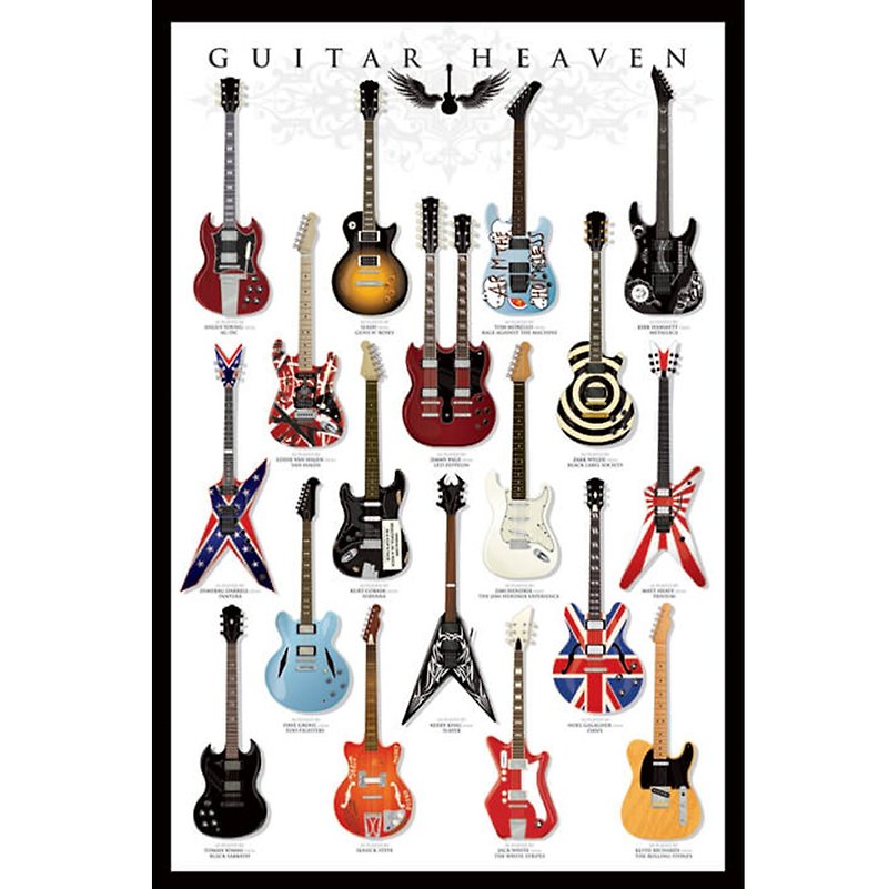 Guitar Paradise Import Poster/SLASH/VAN HELEN/Jimi Hendrix/Kurt Cobain - โปสเตอร์ - วัสดุอื่นๆ ขาว