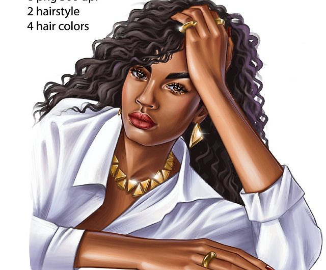 アフリカ系アメリカ人のpngクリップアート 黒人の女の子のデジタルイラスト プランナーの女性 ショップ Kupalinaart 似顔絵 イラスト 挿絵 Pinkoi