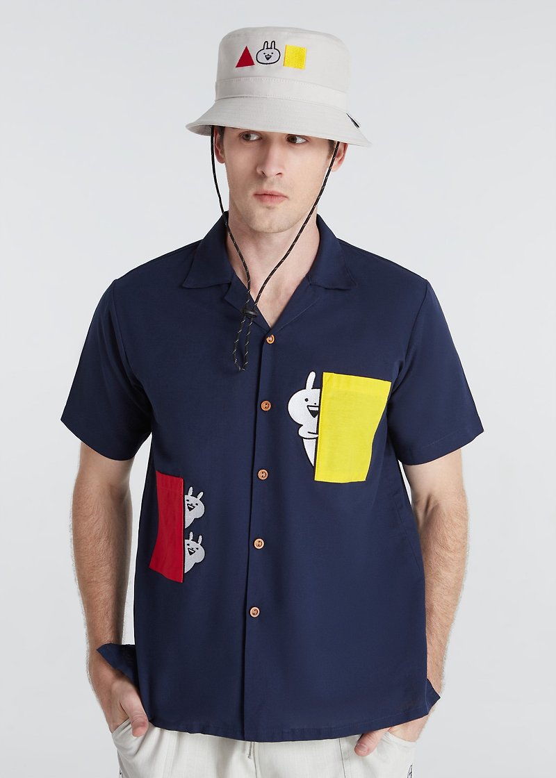 Usagyuuun x KATJI Shirt / Navy / Size: Large : เสื้อเชิ้ต สีกรม ขนาด L - เสื้อเชิ้ตผู้ชาย - ผ้าฝ้าย/ผ้าลินิน สีน้ำเงิน