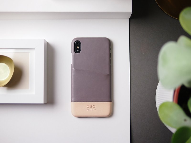 Alto iPhone Xs Max Metro Leather Case – Cement/Original - Phone Cases - Genuine Leather Gray