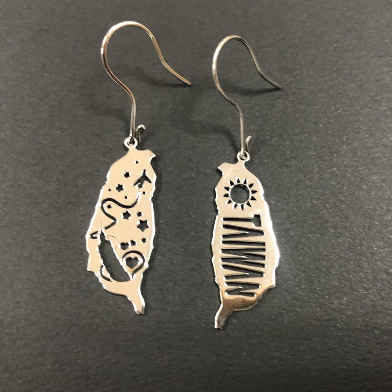 Thin Steel Earrings - Taiwan map medical grade steel will not oxidize allergies - Earrings & Clip-ons - Stainless Steel Silver