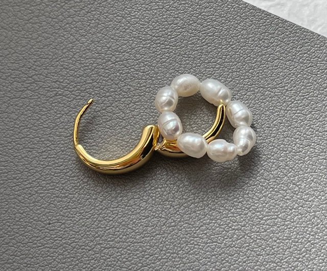 2way 金属アレルギー対応 淡水パール フープピアス 316L