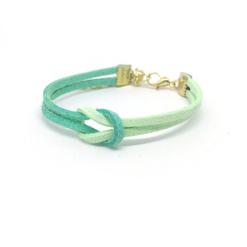 Anne Handmade Bracelets 安妮手作飾品 簡約 個性 平結 手牽手 手環 手工製作 淡金色系列-薄荷綠