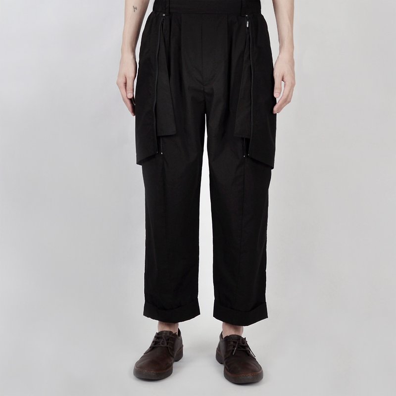 AFTER - Straight Reversible Trousers - กางเกงขายาว - ผ้าฝ้าย/ผ้าลินิน สีดำ