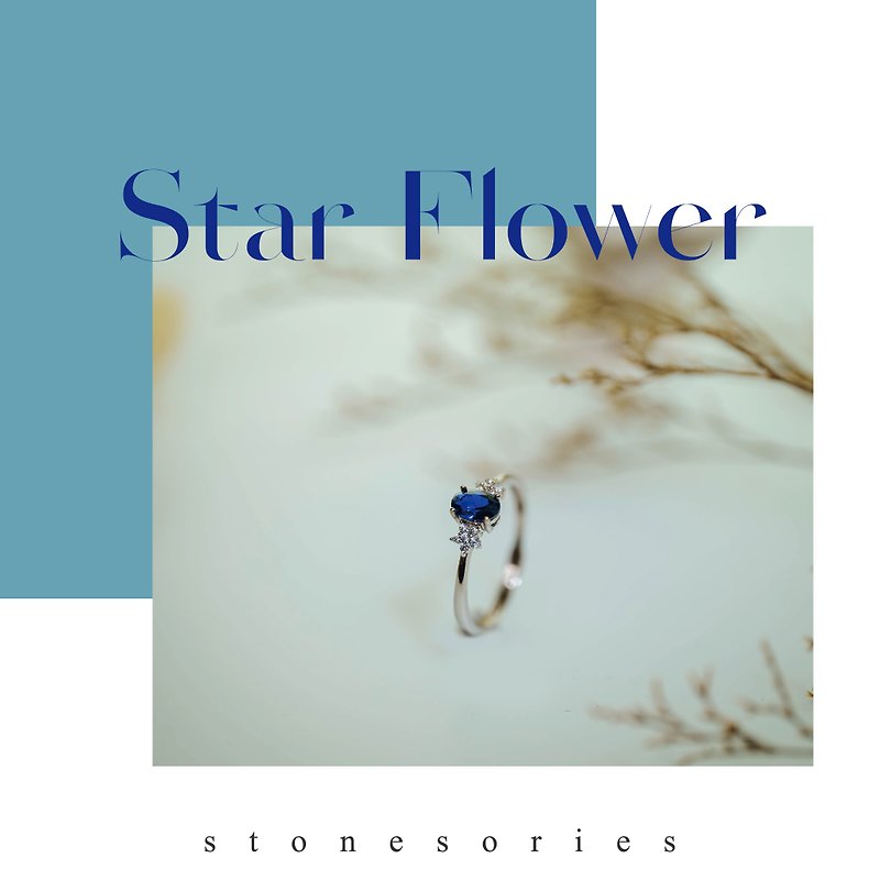 Gemstone General Rings - Star Flower three-sided diamond design ring