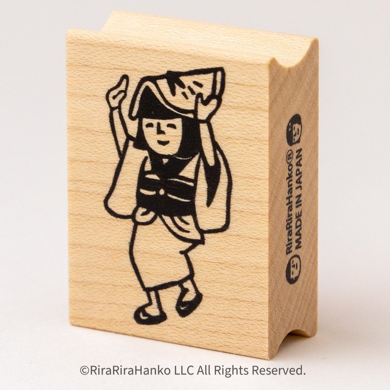 みよこちゃんの阿波踊り*30mmx40mm*ラバースタンプ*R997 - 印章/印台 - 木頭 